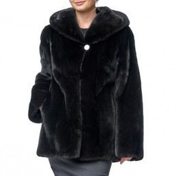 Норковая шуба с капюшоном 70см (Черный)
