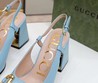 Женские кожаные туфли Gucci с открытой пяткой голубые