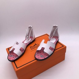 Женские кожаные сандалии Hermes белые