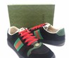 Мужские кожаные кроссовки Gucci черно-зеленые