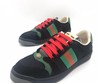 Мужские кожаные кроссовки Gucci черно-зеленые
