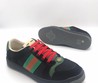 Мужские кожаные кроссовки Gucci черно-зеленые
