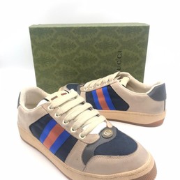Мужские кожаные кроссовки Gucci бежевые