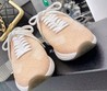Женские кроссовки Chanel тканевые персиковые