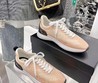 Женские кроссовки Chanel тканевые персиковые