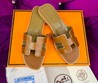 Женские шлепки Hermes кожаные коричневые