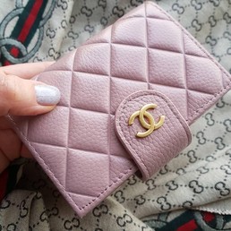 Кошелек кожаный Chanel розовый 12,5х9