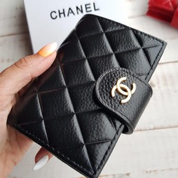 Кошелек кожаный Chanel черный 12,5х9
