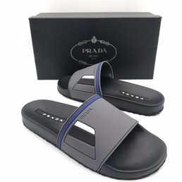 Мужские шлепанцы Prada 2021-2022 черные с синим