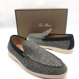 Мужские мокасины Loro Piana бежевые с черным