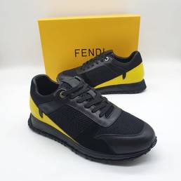Мужские кроссовки Fendi черные с желтым