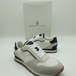 Мужские кроссовки Brunello Cucinelli коллекция 2021-2022 молочные с черным
