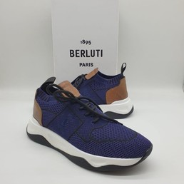 Кроссовки мужские Berluti 2021-2022 синие с бежевым