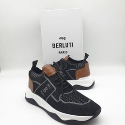 Кроссовки мужские Berluti 2021-2022 черные с коричневым