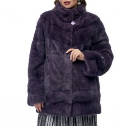 Норковая шуба с воротником-стойкой 80см (Фиолетовый)