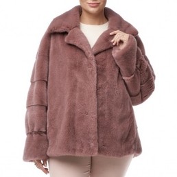 Норковая шуба с английским воротником 70см (Пудра)