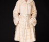 Норковая шуба с капюшоном 100см (Бежевый)
