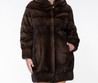 Норковая шуба с капюшоном 80см (Коричневый)