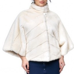 Норковая шуба с воротником-стойкой 60см (Молочный)