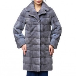 Норковая шуба с английским воротником 90см (Графит)