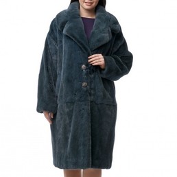 Норковая шуба с английским воротником 110см (Зеленый)