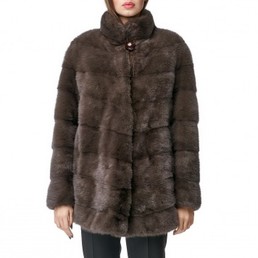 Норковая шуба с воротником-стойкой 70см (Соболь)