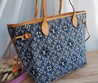 Женская сумка Louis Vuitton 33x29 синяя с белым орнаментом LV