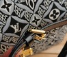 Женская сумка Louis Vuitton 25x20 черная с белым орнаментом LV