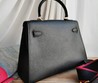 Женская кожаная сумка Hermes 32х22 черная