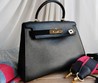 Женская кожаная сумка Hermes 32х22 черная
