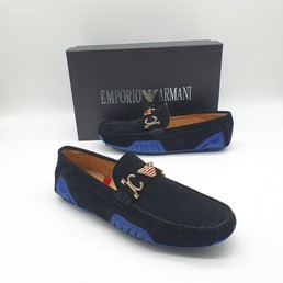 Мокасины Emporio Armani 2021-2022 черные замшевые