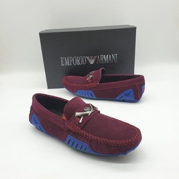 Мокасины Emporio Armani 2021-2022 бордовые замшевые