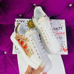 Женские кеды Dolce & Gabbana белые с рисунком