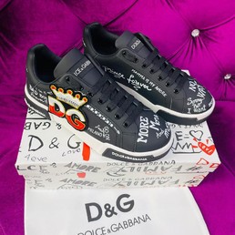 Женские кеды Dolce & Gabbana черные с орнаментом DG