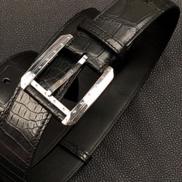 Мужской ремень Stefano Ricci черный из кожи крокодила