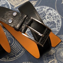 Мужской ремень Zilli черный из кожи крокодила