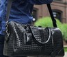 Сумка дорожная Bottega Veneta черная со вставками из кожи крокодила