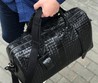 Сумка дорожная Bottega Veneta черная со вставками из кожи крокодила