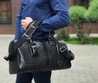 Сумка дорожная Bottega Veneta черная со вставками из кожи крокодила