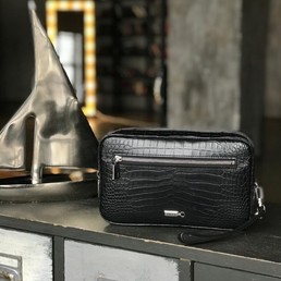 Барсетка Zilli из кожи крокодила черная