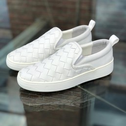 Мужские слипоны Bottega Veneta кожаные белые