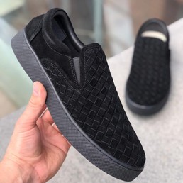 Мужские слипоны Bottega Veneta черные замшевые
