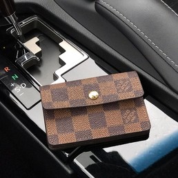 Визитница Louis Vuitton кожаная коричневая шашка