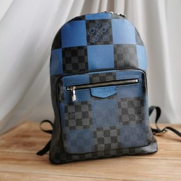 Женский рюкзак Louis Vuitton синий с серой шашкой