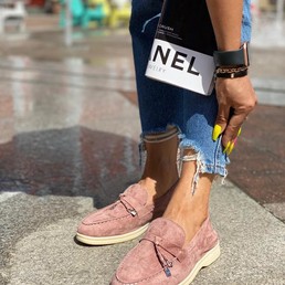 Женские мюли Loro Piana 2021-2022 розовые