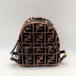 Рюкзак женский FENDI коричневый с логотипом FF