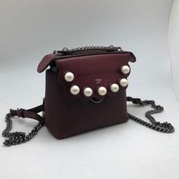 Женский мини-рюкзак FENDI кожаный бордовый