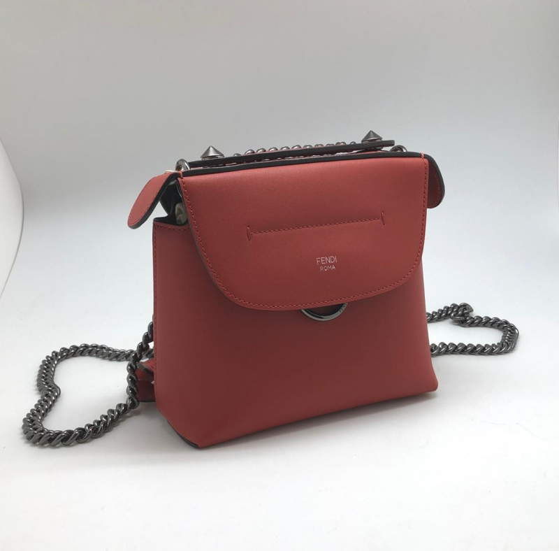 Женский мини-рюкзак FENDI кожаный красный