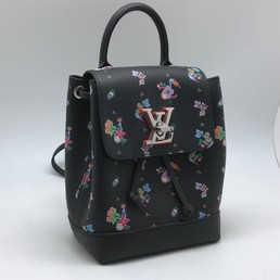 Женский рюкзак Louis Vuitton кожаный черный с рисунками