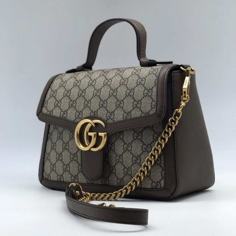 Женская сумка Gucci серая с орнаментом GG